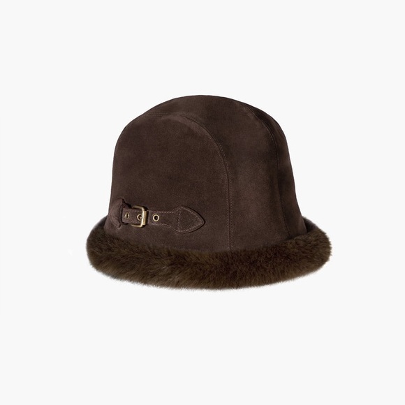 Eric Javits Vail Winter Hat In Brown Suede Water Repellent Adjustable Size - Picture 8 of 9